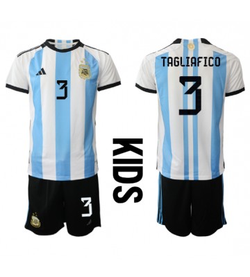 Argentina Nicolas Tagliafico #3 Replica Home Stadium Kit for Kids World Cup 2022 Short Sleeve (+ pants)